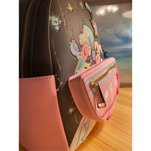 Loungefly Disney Alice Hatter In Wonderland Mad Tea Party Backpack & Wallet NWT - Picture 13 of 16